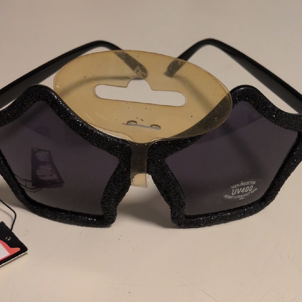 Glittery Black Star Sunglasses - Picture 2 of 7
